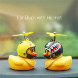 Car Ornament Duck with Helmet Flash Light with Strap Small Yellow Duck Road Bike