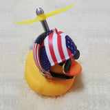 Car Ornament Duck with Helmet Flash Light with Strap Small Yellow Duck Road Bike