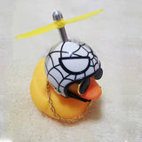 Car Ornament Duck with Helmet Flash Light with Strap Small Yellow Duck Road Bike