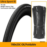 Continental Foldable Bicycle Tire Ultra Sport 2 Road Bike 700x23c 25c Tyre Pure Grip Road Cycling Grand Sport II Race Tires