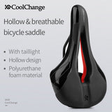 MTB Bicycle Saddle Taillight Cushion PVC Leather Waterproof Bike Saddle Rail Hollow Soft Bicycle Part Front Seat
