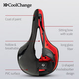 MTB Bicycle Saddle Taillight Cushion PVC Leather Waterproof Bike Saddle Rail Hollow Soft Bicycle Part Front Seat