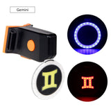 New Bicycle Tail Light Astrology Zodiac Sign Visual Warning Lamp USB Charge COB LED 7 Modes Mode Memory Blue Red Light