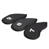 Golf Head Covers Golf Club Iron Head Protector Neoprene Headcover Golf Accessory Black golfer gift 10pcs/set