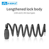 Bike Lock 1.8m 1.4m Bicycle Cable Lock Anti-theft Lock with 3 Keys Cycling Steel Wire Security MTB Road Bicycle Locks