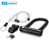Bike U Lock Anti-theft MTB Road Bike Bicycle Lock Cycling Accessories Heavy Duty Steel Security Bike Cable U-Locks Set