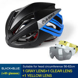 Cycling Helmet Bicycle Helmet Magnetic Goggles Mountain Road Bike Helmets Sunglasses Cycling Glasses 3 Lens Bike Helmet