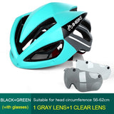 Cycling Helmet Bicycle Helmet Magnetic Goggles Mountain Road Bike Helmets Sunglasses Cycling Glasses 3 Lens Bike Helmet