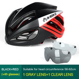 Cycling Helmet Bicycle Helmet Magnetic Goggles Mountain Road Bike Helmets Sunglasses Cycling Glasses 3 Lens Bike Helmet