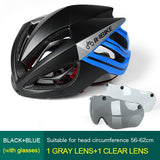 Cycling Helmet Bicycle Helmet Magnetic Goggles Mountain Road Bike Helmets Sunglasses Cycling Glasses 3 Lens Bike Helmet