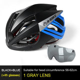 Cycling Helmet Bicycle Helmet Magnetic Goggles Mountain Road Bike Helmets Sunglasses Cycling Glasses 3 Lens Bike Helmet
