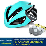 Cycling Helmet Bicycle Helmet Magnetic Goggles Mountain Road Bike Helmets Sunglasses Cycling Glasses 3 Lens Bike Helmet