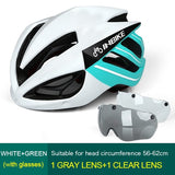 Cycling Helmet Bicycle Helmet Magnetic Goggles Mountain Road Bike Helmets Sunglasses Cycling Glasses 3 Lens Bike Helmet