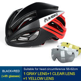 Cycling Helmet Bicycle Helmet Magnetic Goggles Mountain Road Bike Helmets Sunglasses Cycling Glasses 3 Lens Bike Helmet