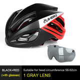 Cycling Helmet Bicycle Helmet Magnetic Goggles Mountain Road Bike Helmets Sunglasses Cycling Glasses 3 Lens Bike Helmet