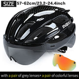 Cycling Helmet Bicycle Helmet Magnetic Goggles Mountain Road Bike Helmets Sunglasses Cycling Glasses 3 Lens Bike Helmet