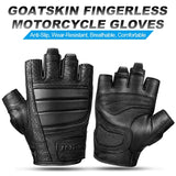 Goat Leather Cycling Gloves Summer Men Sport Gym Motorcycle Bicycle Half Finger Gloves Shockproof 2020 MTB Bike Gloves