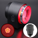 LED USB Rechargeable Rear Bike Light Auto Brake Detected Bicycle Tail Lamp Wireless Remote Control Cycling Taillight Alarm Bell