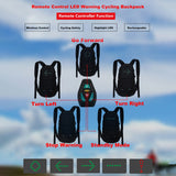 LED Wireless Cycling Vest MTB Bike Bag Warning Remote Control