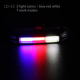 Bicycle Rear Light USB Rechargeable LED Light 3 Colors Cycling Safety Warning Bicycle Tail