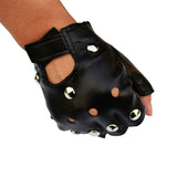 Men Cycling Gloves Half Finger PU Leather Waterproof Biker Driving Faux Black Punk Fingerless Gloves For Outdoor Sports Fitness