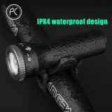 Bicycle Light Aluminum Alloy Waterproof MTB Road Bike Flashlight 1800mAh Built-in Battery USB