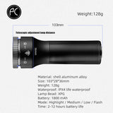 Bicycle Light Aluminum Alloy Waterproof MTB Road Bike Flashlight 1800mAh Built-in Battery USB