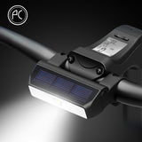 Bicycle Light Solar Energy Charging IPX6 Waterproof Intelligent Switch MTB Road Bike Headlight Cycling Accessories