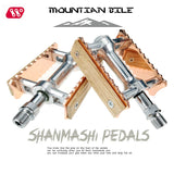 FX1 Bicycle Pedals Ultralight Bike Aluminum Alloy MTB Road Bike Cycling Classical Retro Wooden Styles Non-slip Pedals
