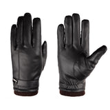 PU Leather Cycling Gloves Winter Warm Touch Screen Gloves For Bike Bicycle Riding Waterproof Windproof Thickened Woolen Gloves