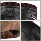 PU Leather Cycling Gloves Winter Warm Touch Screen Gloves For Bike Bicycle Riding Waterproof Windproof Thickened Woolen Gloves