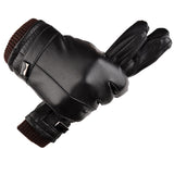 PU Leather Cycling Gloves Winter Warm Touch Screen Gloves For Bike Bicycle Riding Waterproof Windproof Thickened Woolen Gloves