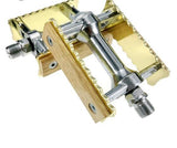FX1 Bicycle Pedals Ultralight Bike Aluminum Alloy MTB Road Bike Cycling Classical Retro Wooden Styles Non-slip Pedals