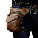 Real Leather Men Multifunction Design Casual Sling Shoulder Messenger Bag Fashion Travel Waist Belt Pack vintage leather waist pack drop leg bag