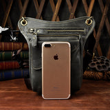 Real Leather Men Multifunction Design Casual Sling Shoulder Messenger Bag Fashion Travel Waist Belt Pack vintage leather waist pack drop leg bag