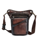 Real Leather Men Multifunction Design Casual Sling Shoulder Messenger Bag Fashion Travel Waist Belt Pack vintage leather waist pack drop leg bag