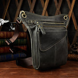 Real Leather Men Multifunction Design Casual Sling Shoulder Messenger Bag Fashion Travel Waist Belt Pack vintage leather waist pack drop leg bag