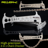 Risk Stainless Steel Go/No-go Bike  3 in 1 Chain Checker MTB Bike Road Bicycle Chain Wear Loss Indicator Checker W/Chain Hook