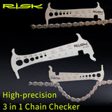 Risk Stainless Steel Go/No-go Bike  3 in 1 Chain Checker MTB Bike Road Bicycle Chain Wear Loss Indicator Checker W/Chain Hook