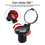 1PCS Mini Bike Handlebar End Rearview Mirror Adjustable MTB Bicycle Rearview Mirror with 3-mode Warning Light