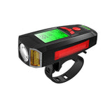 3 in 1 USB Bicycle Flashlight 5 LED Bicycle Computer/Horn Bike Front Light IPX4 Waterproof Headlight Odometer Bike Accessories