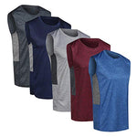 5 Pack Men's Dry-Fit Active Athletic Tech Tank Top