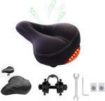 Bike Seat Silicone Memory Foam Waterproof Bicycle Saddle LED Tail Lights