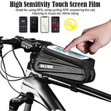 Bike Bicycle Bag, Waterproof Bike Phone Mount Bag Front Frame Top Tube Handlebar Bag with Touch Screen Holder Case for iPhone X XS Max XR 8 7 Plus, for Android/iPhone Cellphones Under 6.5”