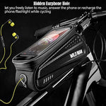 Bike Bicycle Bag, Waterproof Bike Phone Mount Bag Front Frame Top Tube Handlebar Bag with Touch Screen Holder Case for iPhone X XS Max XR 8 7 Plus, for Android/iPhone Cellphones Under 6.5”