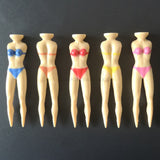 5pcs/lot Golf Tees Nude beautiful colorful Lady Divot Tools Tees size 76mm(3inch) Sexy Bikini Lady GolferGift