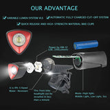 Bike Light Set USB Rechargeable，Waterproof LED Front Headlight