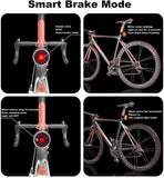 Bike Rear Light, Smart Brake Bike Tail Light USB Rechargeable