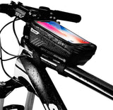 Bike Phone Mount Bag, Cycling Waterproof Front Frame Top Tube Handlebar Bag with Touch Screen Holder Case for iPhone X XS Max XR 8 7 Plus, for Android/iPhone Cellphones Under 6.5”
