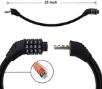 Security Bike Lock 4 Digit Resettable Combination Cable Lock for Bicycle